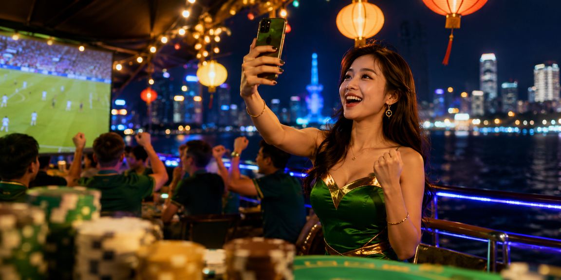 Nhóm bạn tại chợ đêm Đà Nẵng xem bóng đá và theo dõi tỷ lệ cược trên điện thoại