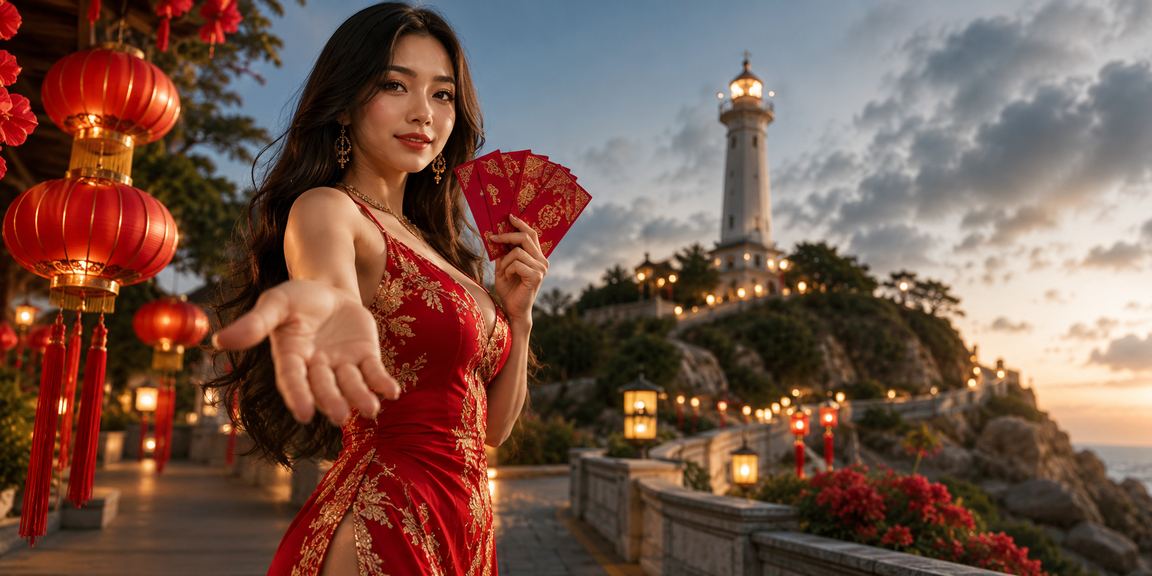 Người chơi tại Vũng Tàu tham gia trò chơi bài trực tuyến trên điện thoại dưới ánh đèn lồng
